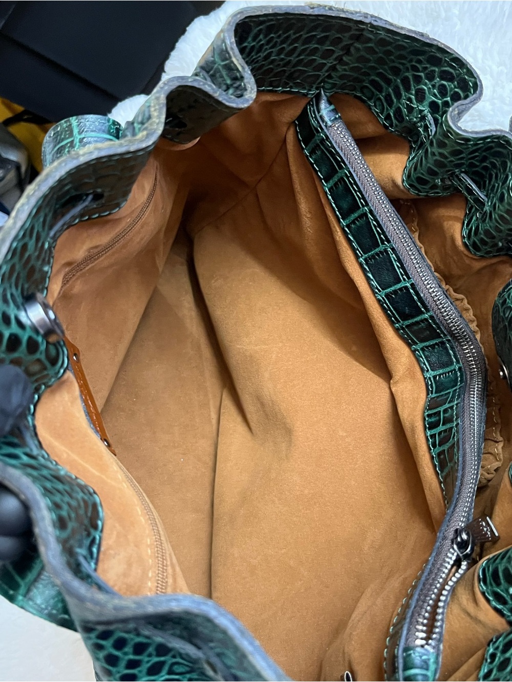 Patricia Nash Dark Green Croc-Embossed Tote with Tassel Charm - Picture 13 of 16